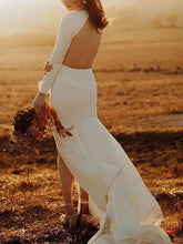 Sheath/Column Square Neckline Stretch Crepe Court Train Wedding Dress With Split Front